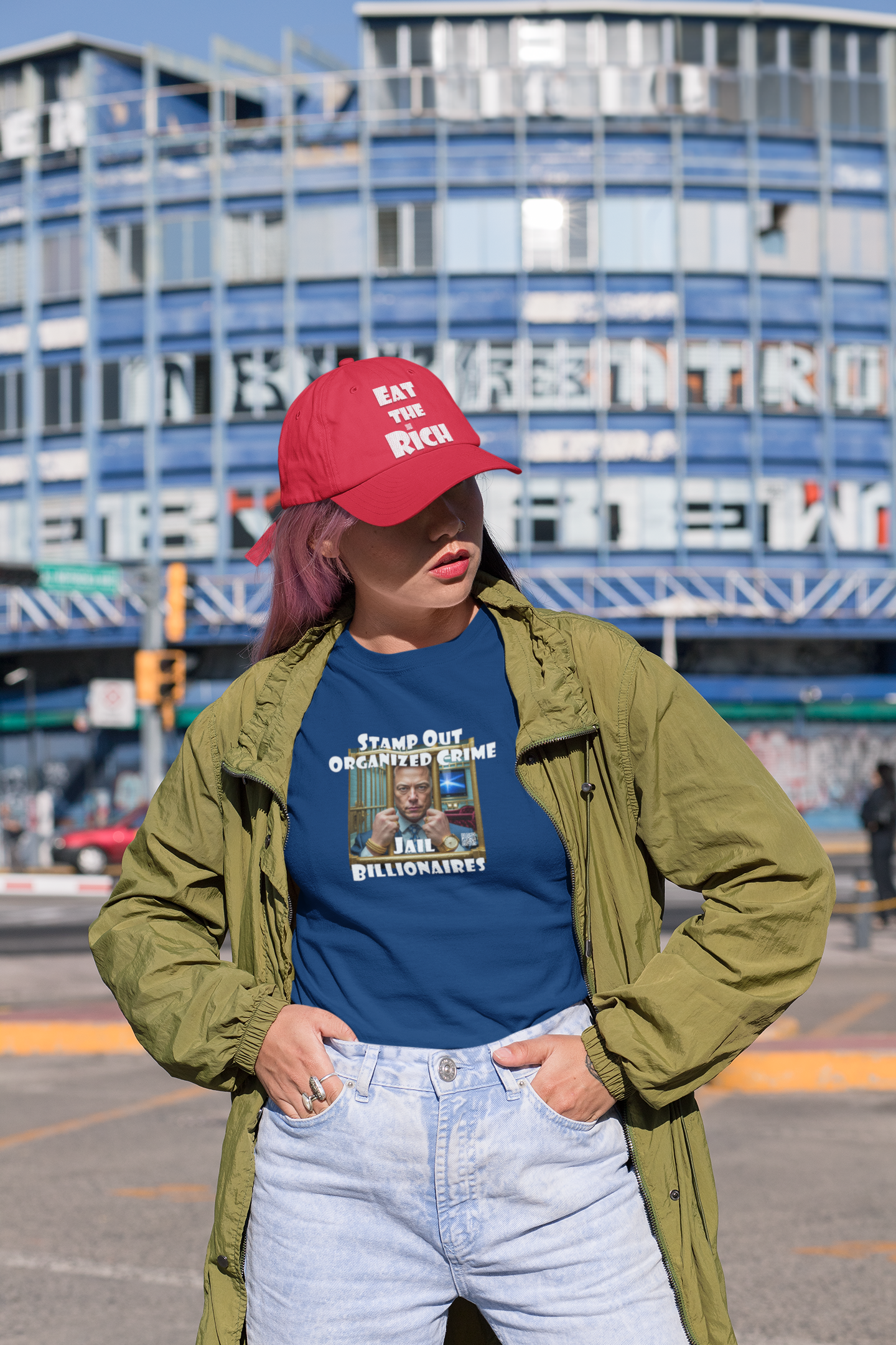 EAT THE RICH — Embroidered Red Dad Hat | Designed by jthomascrowne