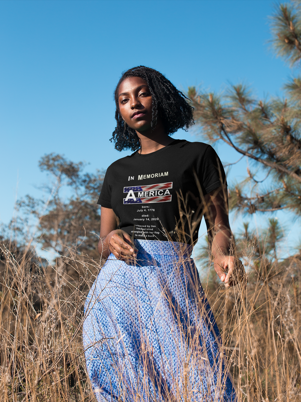 In Memoriam – Democracy 1776–2026 | Activist T‑Shirt | Designed by jthomascrowne