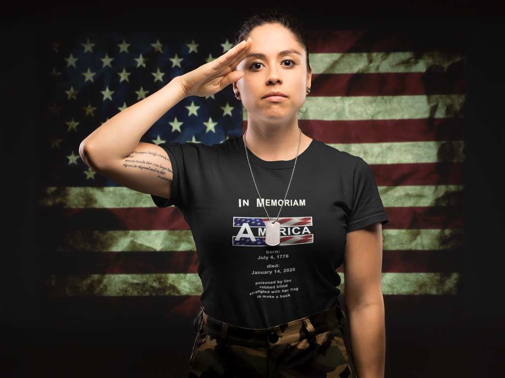 In Memoriam – Democracy 1776–2026 | Activist T‑Shirt | Designed by jthomascrowne