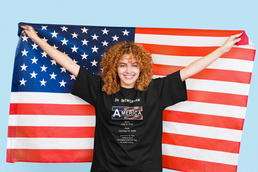 In Memoriam – Democracy 1776–2026 | Activist T‑Shirt | Designed by jthomascrowne