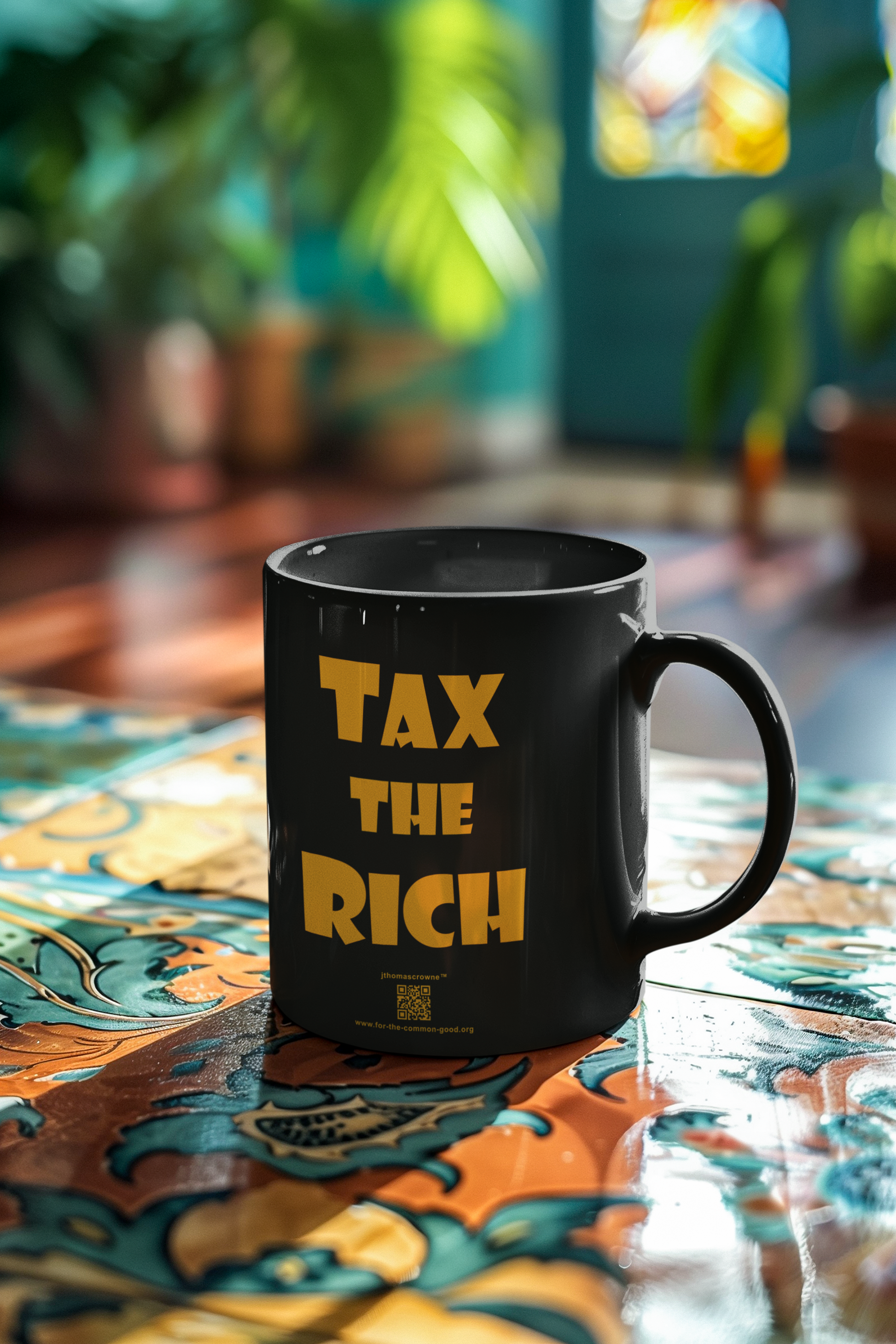 TAX THE RICH — Black 11oz Coffee Mug | Designed by jthomascrowne, 11oz