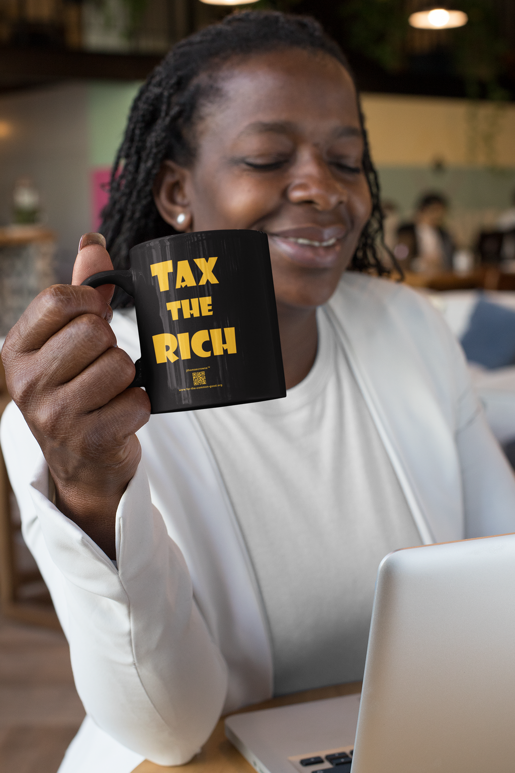 TAX THE RICH — Black 11oz Coffee Mug | Designed by jthomascrowne, 11oz
