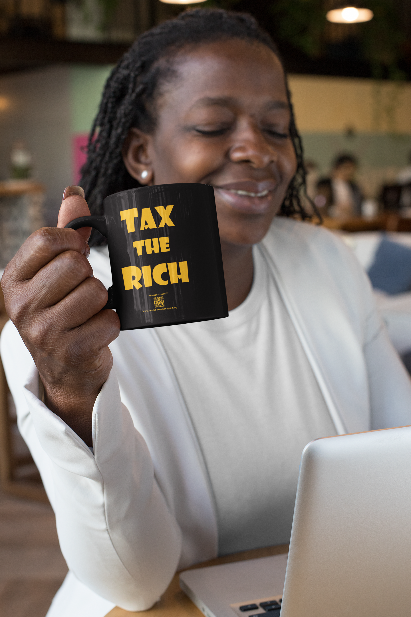 TAX THE RICH — Black 11oz Coffee Mug | Designed by jthomascrowne, 11oz