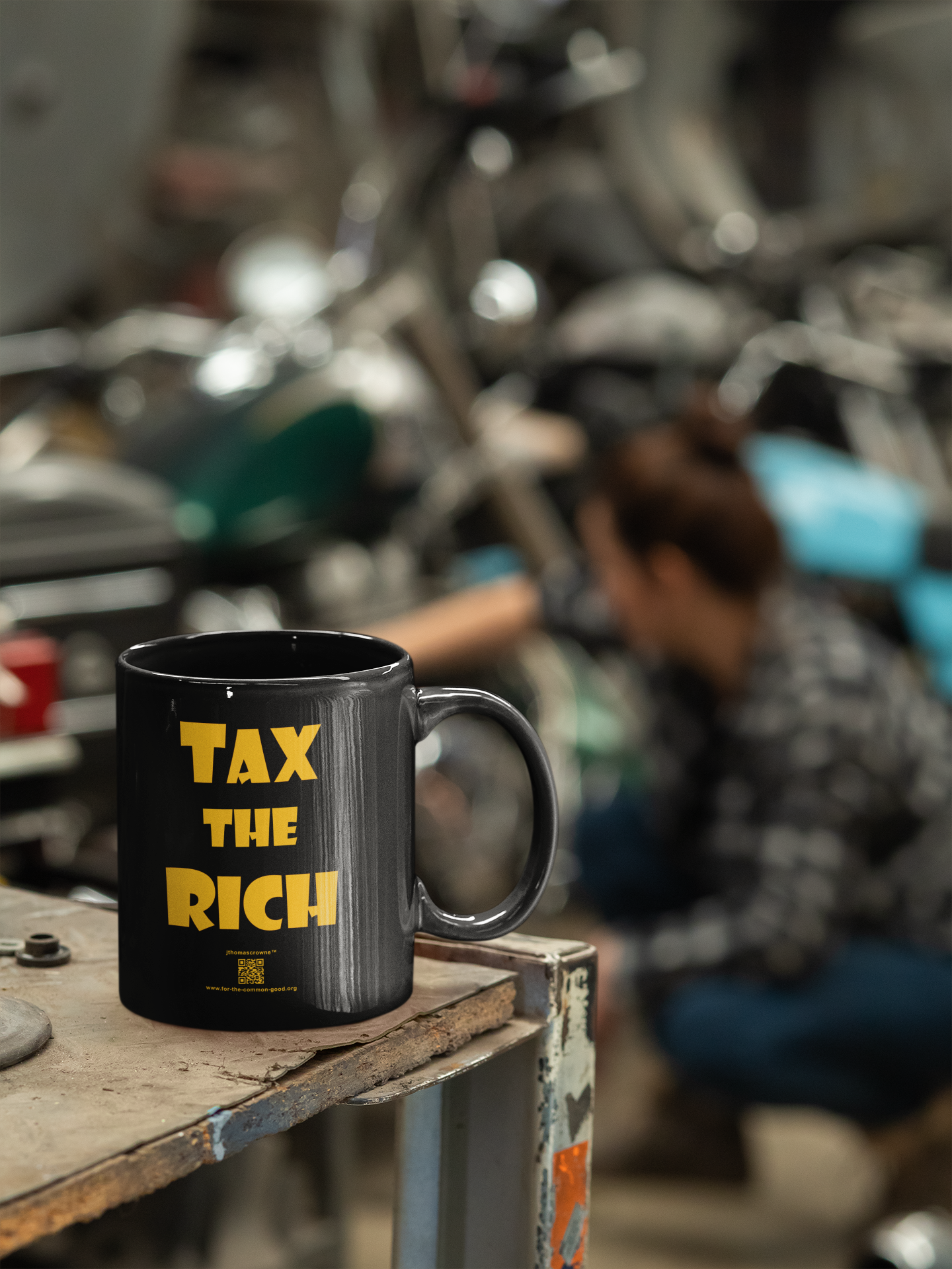 TAX THE RICH — Black 11oz Coffee Mug | Designed by jthomascrowne, 11oz